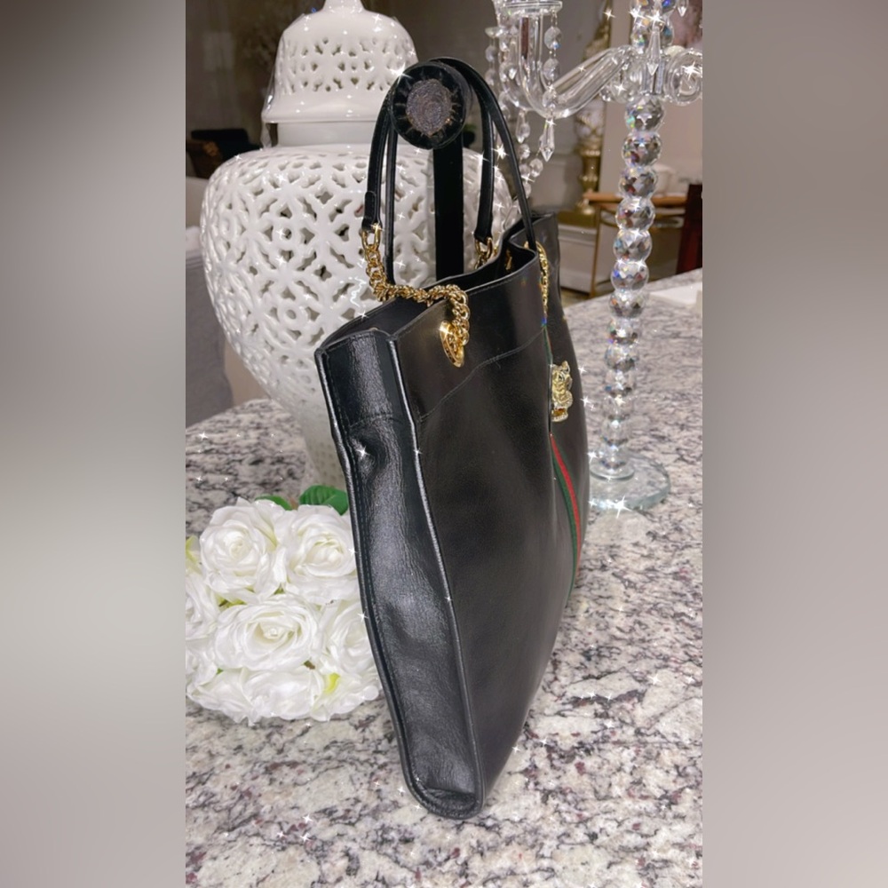 GUCCI Rajah Black Leather Tote Bag - Picture 3 of 7